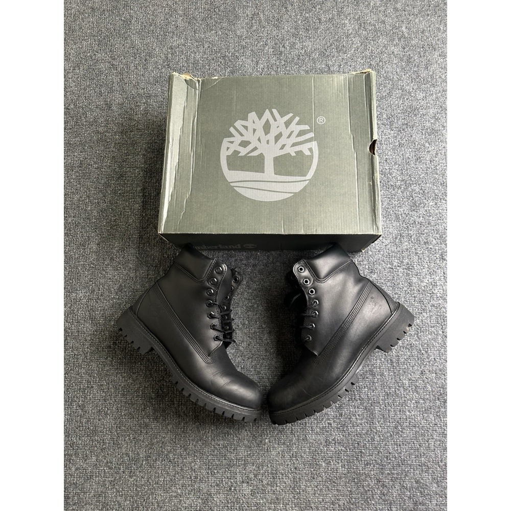 Mens Timberland 6-Inch Premium Waterproof Black Leather Boots, Size 9 M